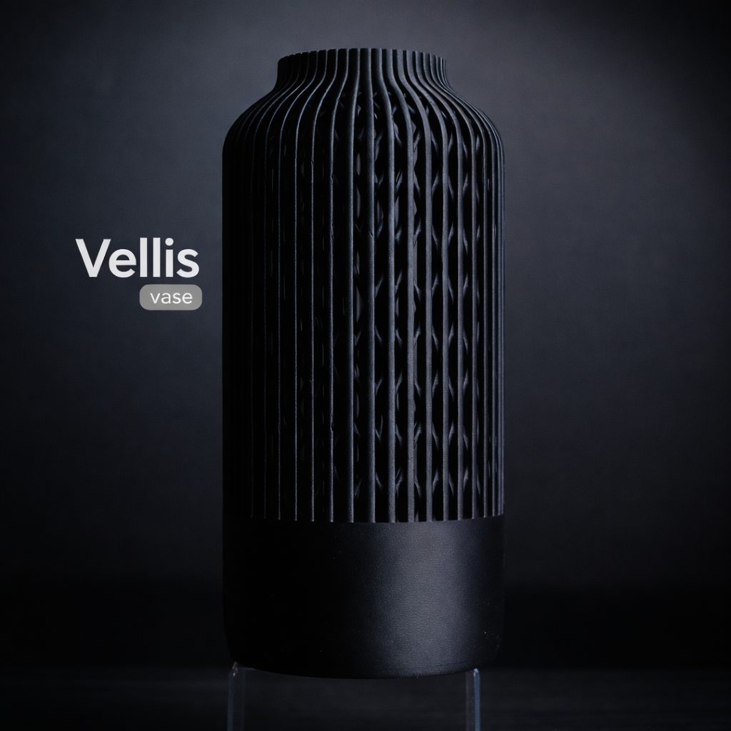 Vellis Vaas, Zwart 30 cm