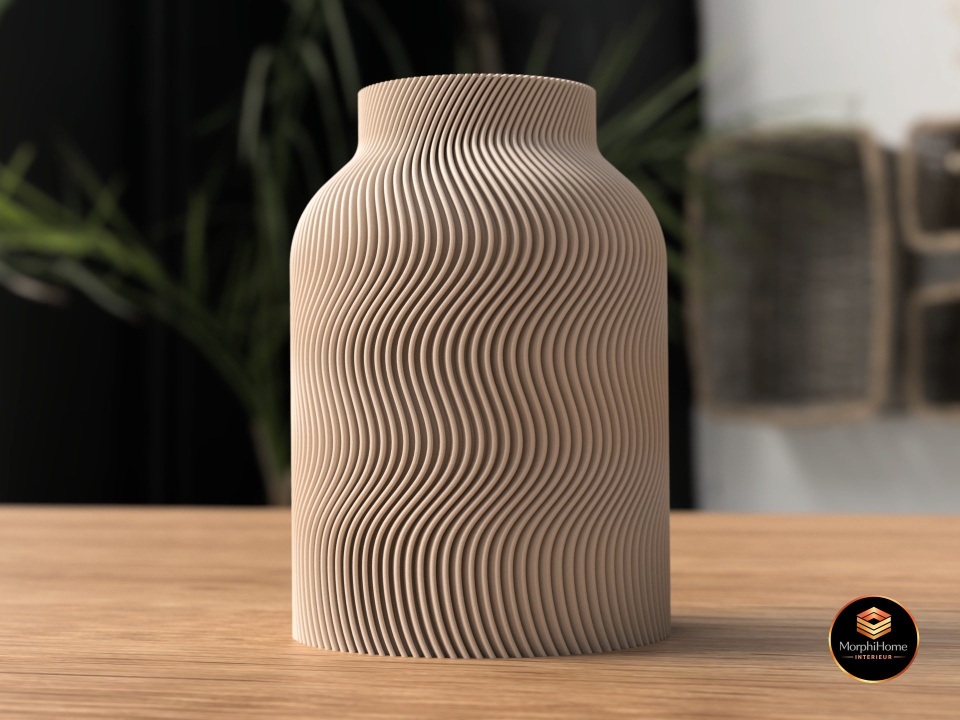 MorphiHome designvaas met de hand afgewerkt, in een warm interieur
